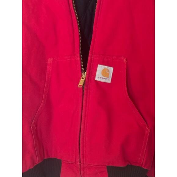 Carhartt RARE J04 Red Vintage Quilted Flannel Lined Firm Duck Active Jacket XXL - Picture 8 of 11